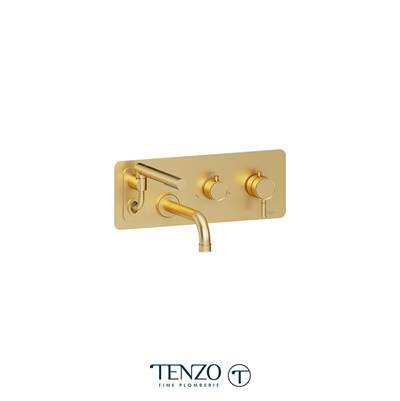 Tenzo ALYT73-BG - Wall Mount Tub Faucet With Retractable Hose Alyss Brushed Gold