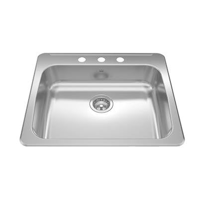 Kindred RSLA2522-55-3- Reginox 25.62-in LR x 22-in FB Drop In Single Bowl 3-Hole Stainless Steel Kitchen Sink