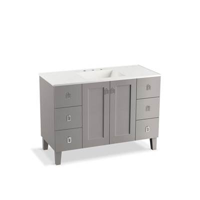 Kohler 99535-LG-1WT- Poplin® 48'' bathroom vanity cabinet with legs, 2 doors and 6 drawers | FaucetExpress.ca