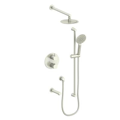 Vogt SET.WL.320.314.BN- Worgl 3-Way Thermostatic Shower Set - 4' Ceiling Arm Brushed Nickel