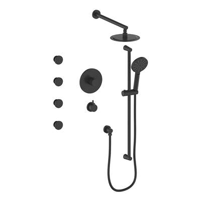 Vogt SET.WL.141.810.MB- Thermostatic Shower System with Exposed Body Jets 3/4' Matte Black