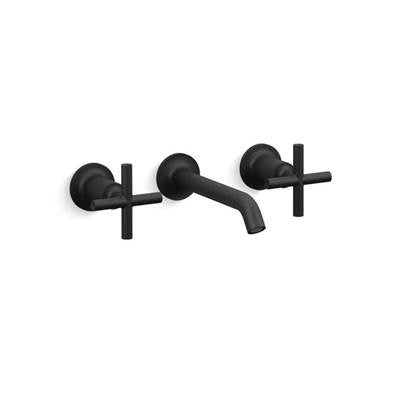 Kohler T14413-3-BL- Purist® Widespread wall-mount bathroom sink faucet trim with 6-1/4'' spout and cross handles, requires valve | FaucetExpress.ca