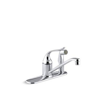 Kohler 15173-F-CP- Coralais® Three-hole kitchen sink faucet with 8-1/2'' spout, matching finish sidespray through escutcheon and lever handle | FaucetExpress.ca