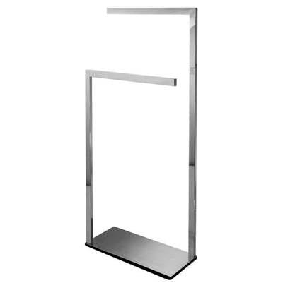 Laloo 9016 BS- Double Bar Floor Towel Stand - Brushed Stainless | FaucetExpress.ca