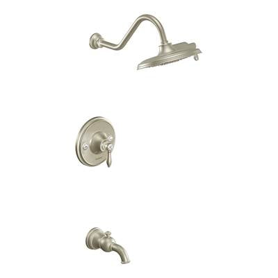 Moen TS32104BN- Weymouth Posi-Temp Tub and Shower Trim Kit, Valve Required, including 9-Inch 2-Spray Rainshower, Brushed Nickel