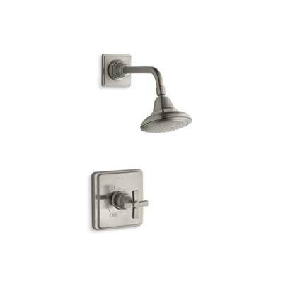 Kohler TS13134-3A-BN- Pinstripe® Pure Rite-Temp® shower valve trim with cross handle and 2.5 gpm showerhead | FaucetExpress.ca