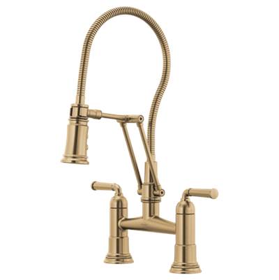 Brizo 62174LF-GL- Two Handle Articulating Bridge Faucet With Finished Hose | FaucetExpress.ca