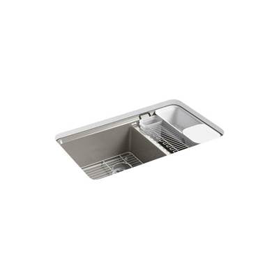 Kohler 8669-5UA3-K4- Riverby® 33'' x 22'' x 9-5/8'' Undermount large/medium double-bowl kitchen sink with accessories and 5 oversized faucet holes | FaucetExpress.ca