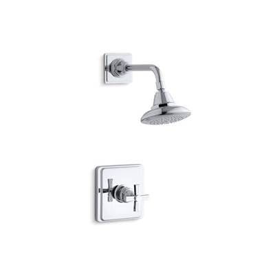 Kohler TS13134-3B-CP- Pinstripe® Rite-Temp® shower valve trim with cross handle and 2.5 gpm showerhead | FaucetExpress.ca