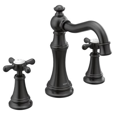 Moen TS42114BL- Weymouth Two-Handle Widespread Cross Handle Bathroom Faucet Trim Kit, Valve Required, Matte Black