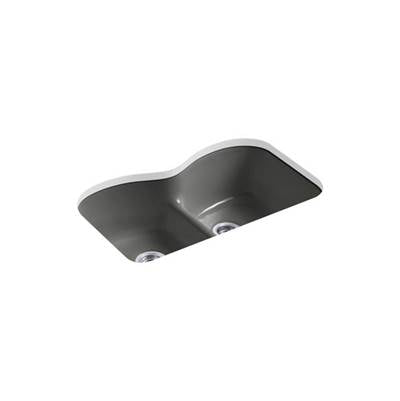 Kohler 6626-6U-58- Langlade® 33'' x 22'' x 9-5/8'' Smart Divide® undermount double-equal kitchen sink with 6 oversize faucet holes | FaucetExpress.ca