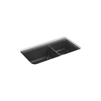 Kohler 8204-CM7- Cairn® 33-1/2'' x 18-5/16'' x 10-1/8'' Neoroc® undermount double-bowl large/medium kitchen sink with rack | FaucetExpress.ca