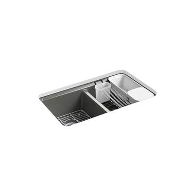 Kohler 8679-5UA3-58- Riverby® 33'' x 22'' x 9-5/8'' Undermount double-equal kitchen sink with accessories and 5 oversized faucet holes | FaucetExpress.ca