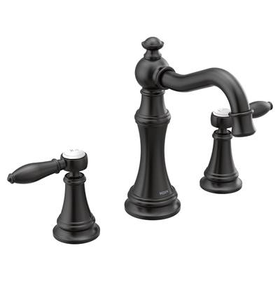 Moen TS42108BL- Weymouth Two-Handle Lever Handle Bathroom Faucet Trim Kit, Valve Required, Matte Black