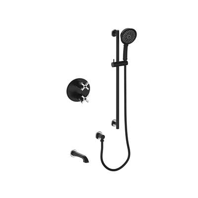 Vogt SET.Z4.220.500.CB- 2-Way Thermostatic Set - Handheld and Spout Chrome Matte Black