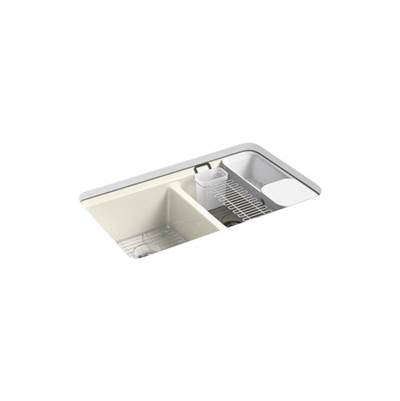 Kohler 8679-5UA3-96- Riverby® 33'' x 22'' x 9-5/8'' Undermount double-equal kitchen sink with accessories and 5 oversized faucet holes | FaucetExpress.ca