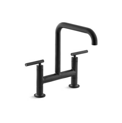 Kohler 7547-4-BL- Purist® two-hole deck-mount bridge kitchen sink faucet with 8-3/8'' spout | FaucetExpress.ca