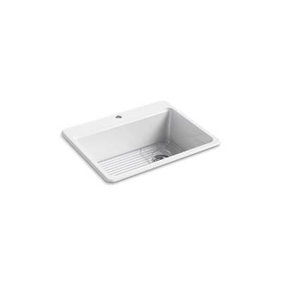 Kohler 8668-1A1-0- Riverby® 27'' x 22'' x 9-5/8'' top-mount single-bowl kitchen sink with bottom sink rack and single faucet hole | FaucetExpress.ca