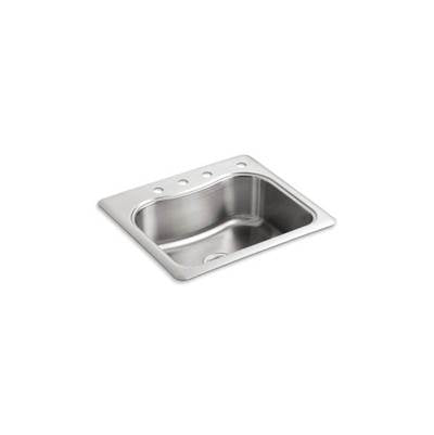 Kohler 3362-4-NA- Staccato 25'' x 22'' x 8-5/16'' top-mount single-bowl kitchen sink with 4 faucet holes | FaucetExpress.ca