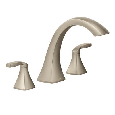 Moen T693BN- Voss 2-Handle Deck-Mount High-Arc Roman Tub Faucet Trim Kit in Brushed Nickel (Valve Not Included)