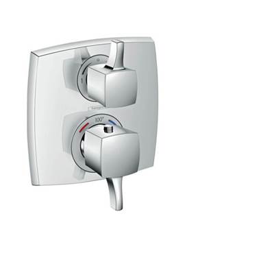 Hansgrohe 15728001- Classic Square Thermostatic Trim With Volume Control And Div - FaucetExpress.ca