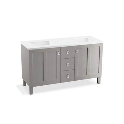 Kohler 99537-LG-1WT- Poplin® 60'' bathroom vanity cabinet with legs, 2 doors and 3 drawers | FaucetExpress.ca