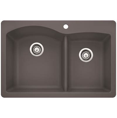 Blanco 401407- DIAMOND 1¾ Double Bowl Drop-in Sink, SILGRANIT®, Cinder | FaucetExpress.ca