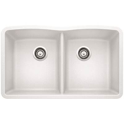Blanco 400072- DIAMOND U 2 Double Bowl Undermount Sink, SILGRANIT®, White | FaucetExpress.ca