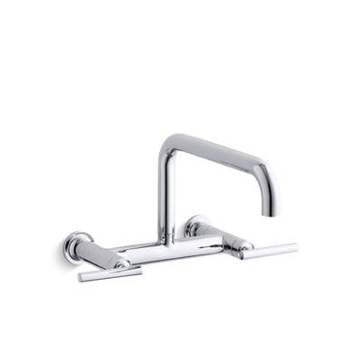 Kohler 7549-4-CP- Purist® two-hole wall-mount bridge kitchen sink faucet with 13-7/8'' spout | FaucetExpress.ca