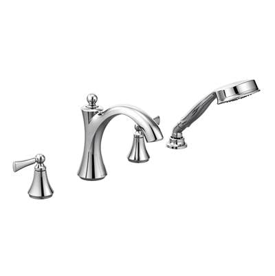 Moen T654- Wynford Two-Handle Diverter Roman Tub Faucet Includes Hand Shower without Valve, Chrome