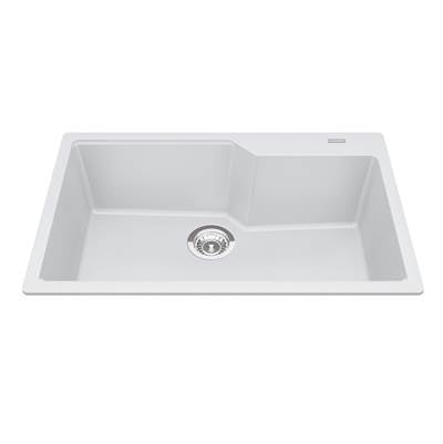 Kindred MGSM2031-9PWT- Granite Series 30.7-in LR x 19.69-in FB Drop In Single Bowl Granite Kitchen Sink in Polar White