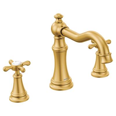 Moen TS22101BG- Weymouth 2-Handle Deck-Mount High-Arc Roman Tub Faucet Trim Kit in Brushed Gold (Valve Not Included)