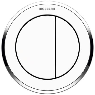 Geberit 116.055.KJ.1- Geberit remote flush actuation type 10, pneumatic, for dual flush, concealed actuator: white / bright chrome / white | FaucetExpress.ca