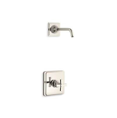 Kohler TLS13134-3A-SN- Pinstripe® Pure Rite-Temp® shower trim set with cross handle, less showerhead | FaucetExpress.ca