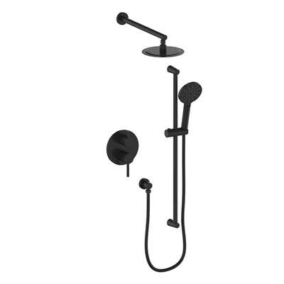 Vogt SET.WL.210.214.MB- Worgl 2-Way Pressure Balanced Set - Rainhead and Handheld - 4' Ceiling Arm Matte Black