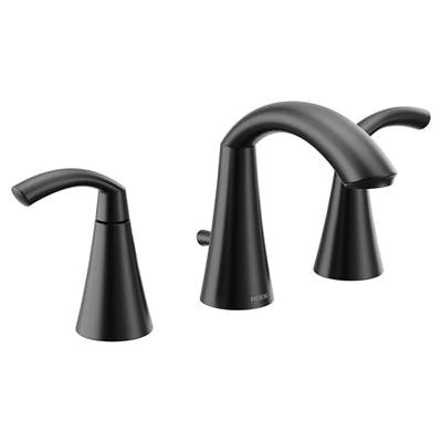 Moen T6173BL- Glyde Two-Handle 8-Inch Widespread High Arc Modern Bathroom Sink Faucet, Valve Required, Matte Black