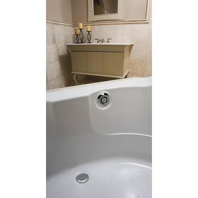 Geberit 151.602.21.1- Geberit bathtub drain with push actuation PushControl, 17-24'' PP, with ready-to-fit-set trim kit: bright chrome-plated | FaucetExpress.ca