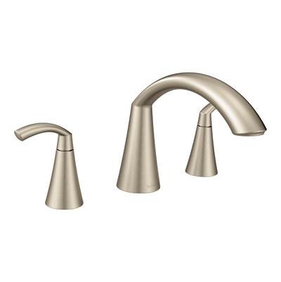 Moen T373BN- Glyde 2-Handle High-Arc Roman Tub Faucet in Brushed Nickel (Valve Not Included)