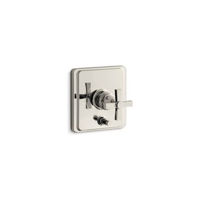 Kohler T98757-3A-SN- Pinstripe® Rite-Temp(R) pressure-balancing valve trim with diverter and plain cross handle, valve not included | FaucetExpress.ca