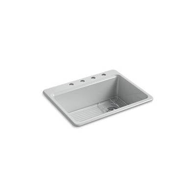 Kohler 8668-4A1-95- Riverby® 27'' x 22'' x 9-5/8'' top-mount single-bowl kitchen sink with bottom sink rack and 4 faucet holes | FaucetExpress.ca