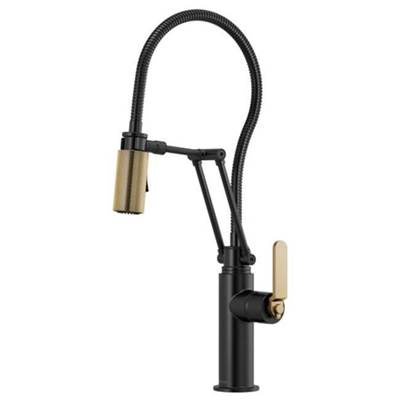 Brizo 63144LF-BLGL- Articulating Faucet With Industrial Handle And Finished Hose