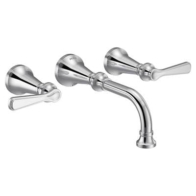 Moen TS44104- Colinet Traditional Lever Handle Wall Mount Bathroom Faucet Trim, Valve Required, in Chrome