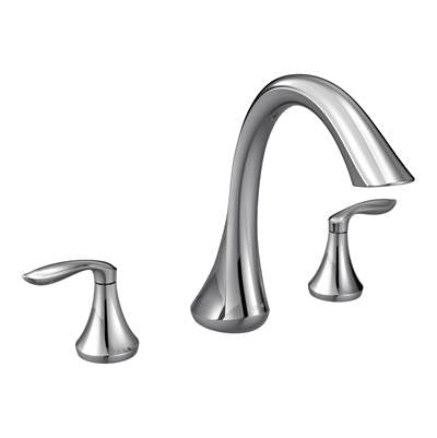 Moen T943- Eva 2-Handle Deck-Mount Roman Tub Faucet Trim Kit in Chrome (Valve Not Included)