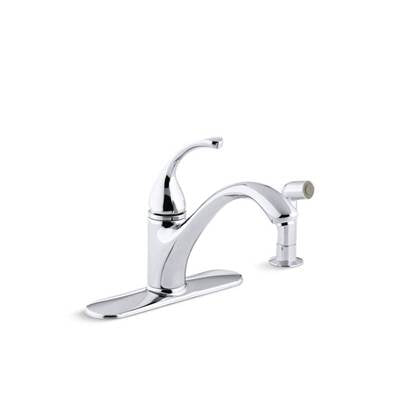 Kohler 10412-CP- Forté® 4-hole kitchen sink faucet with 9-1/16'' spout, matching finish sidespray | FaucetExpress.ca