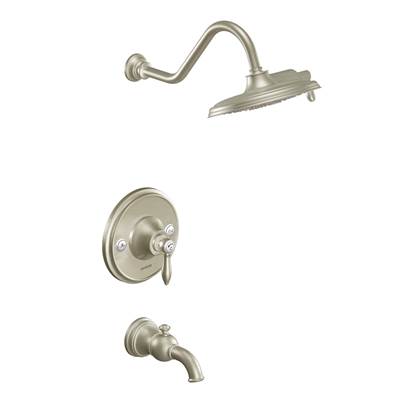 Moen TS32104EPBN- Weymouth Posi-Temp Tub and Shower Trim Kit, Valve Required, including 9-Inch 2-Spray Eco-Performance Rainshower, Brushed Nickel