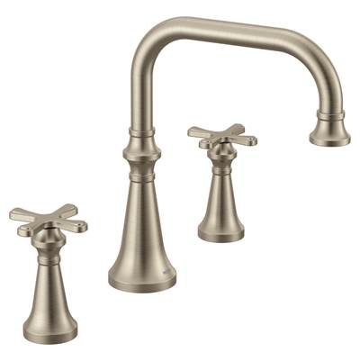 Moen TS44505BN- Colinet Two Handle Deck-Mount Roman Tub Faucet Trim with Cross Handles, Valve Required, in Brushed Nickel