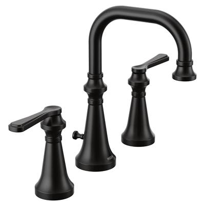 Moen TS44102BL- Colinet Traditional Two-Handle Widespread High-Arc Bathroom Faucet with Lever Handles, Valve Required, in Matte Black