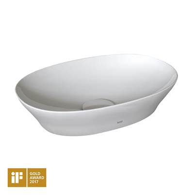 Toto LT473G#01- TOTO Kiwami Oval 16 Inch Vessel Bathroom Sink with CEFIONTECT, Cotton White | FaucetExpress.ca