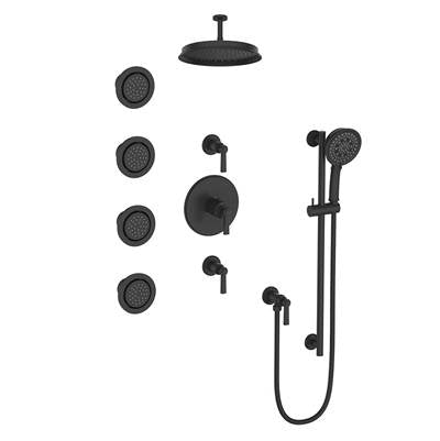Vogt SET.Z1.142.934.MB- Zehn Thermostatic Set with In-Wall Jets - 4' Ceiling Arm 3/4' Matte Black