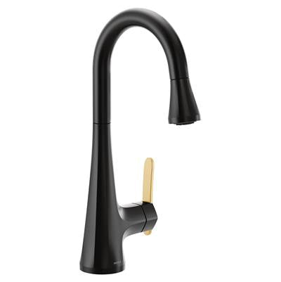 Moen S6235BL- Sinema Single-Handle Pull-Down Sprayer Bar Faucet Featuring Reflex and 2-Handle Options in Matte Black